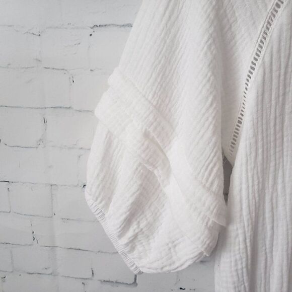 Knox Rose White Cotton Romper Size XS Shorts Tassels Lined Boho Coastal Gauzy - Picture 3 of 7